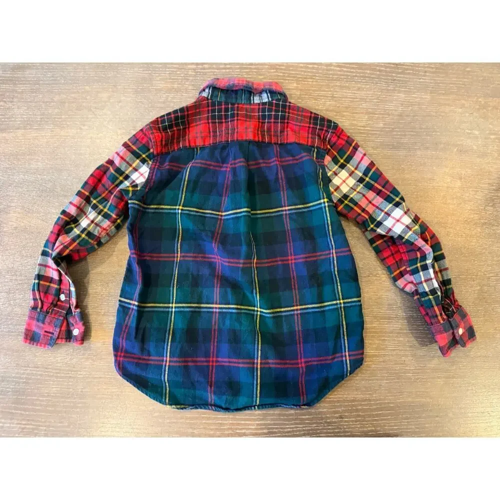 RALPH LAUREN Classic Plaid button up Shirt Top Kids Boys size 5 Cotton Preppy